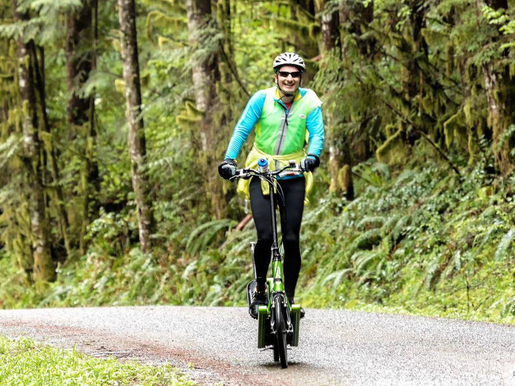 Eugene dentist riding a bike