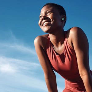 Lady smiles after workout