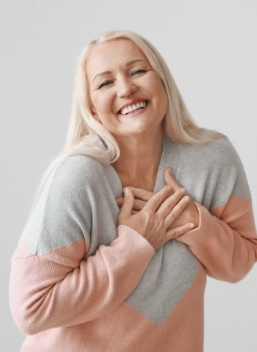 Blonde woman smiling