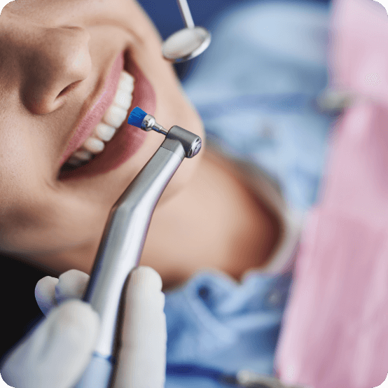 Dental patient receiving fluoride treatment